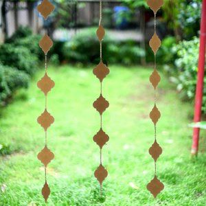 "Moroccan" Antique Look Curtain Metal Danglers for Decoration - Set of 3 - 6 ft